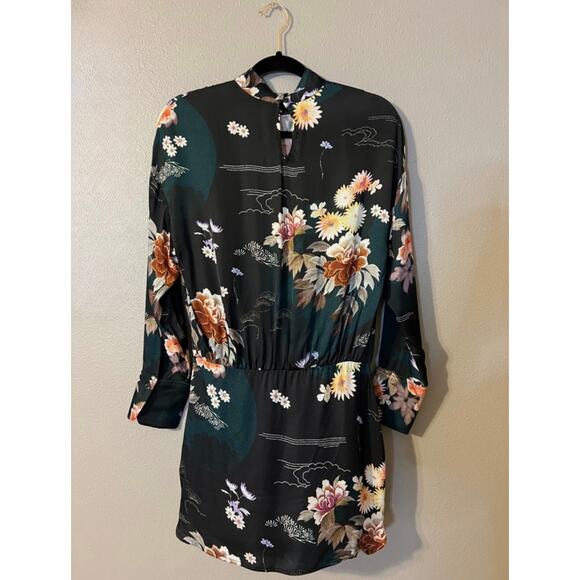 Zara Camila Floral Satin Mini Dress, XL Black, Holiday Party, Asian, Blogger Fav - Picture 10 of 11